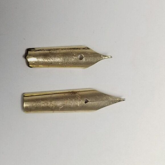 Vintage Lot of 2 14k Yellow Gold Fountain Pen Nibs, 0.6 Grams - AS IS - Picture 2 of 8